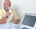 Patient using an nnd Medical spirometer